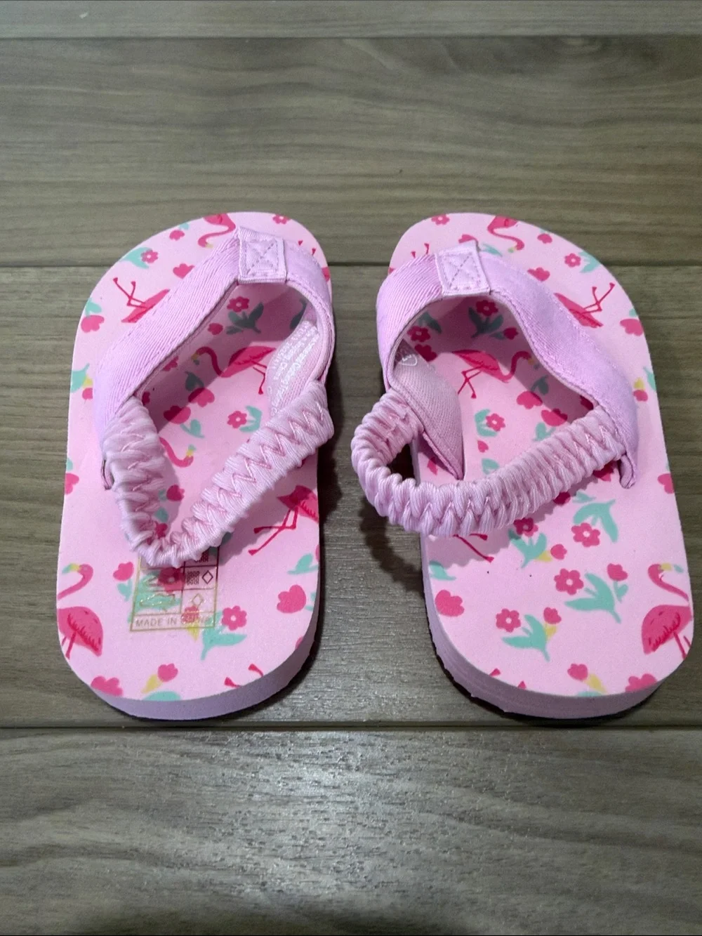 Pink Flamingo Print Toddler Flip Flops